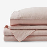 Premium Breathable Washed Linen Solid Bed Sheet Set - Rose Smoke, Full
