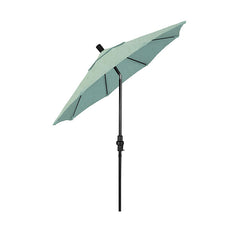 Round Outdoor Patio Umbrella, Fiberglass with Twist Tilt - Black Finish, Spectrum Mist, 7.5'