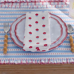 Flower Napkins, Set of 4 - Flowers Red Blue