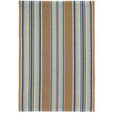 Blue Heron Stripe Handwoven Cotton Rug - Blue, 6' x 9'