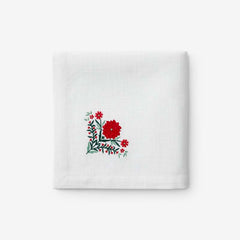 Embroidered Novelty Napkins, Set of 4 - Poinsettia