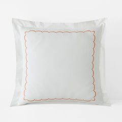 Embroidered Scallop Classic Cool Cotton Percale Sham - Melon, Euro