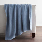 Cotton/Acrylic Fleece Throw - Smoke Blue