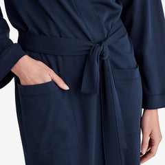 Pima Cotton Kimono Robe - Navy, XS