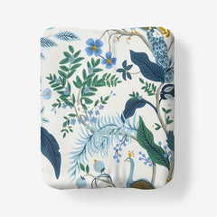 Peacock Classic Smooth Sateen Fitted Bed Sheet - Ivory Multi, Twin