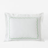 Embroidered Scallop Classic Cool Cotton Percale Sham - Green, King