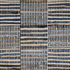 Denim Rag Handwoven Gridwork Cotton Rug - Blue, 2' x 8'