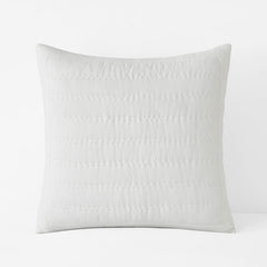 Premium Breathable Washed Linen Solid Quilted Sham - White, Euro
