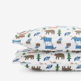 Forest Friends Classic Cool Organic Cotton Percale Pillowcase Set - White Multi, Standard