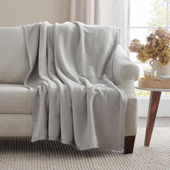 Cotton/Acrylic Fleece Throw - Silver