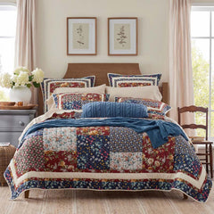 Aahana Patchwork Quilted Sham - Navy, King
