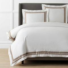 Double Border Premium Smooth Supima® Cotton Wrinkle-Free Sateen Duvet Cover - Light Birch, Twin/Twin XL