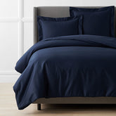 Premium Smooth Supima® Cotton Wrinkle-Free Sateen Duvet Cover - Navy, Full