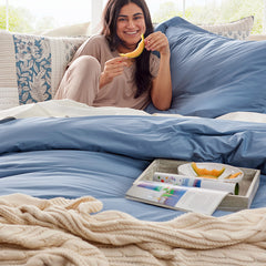 Classic Cool Cotton Percale Sham - Slate Blue, Euro