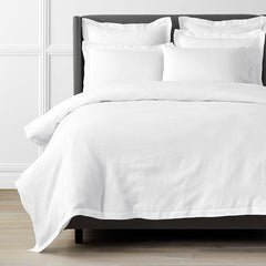 Premium Breathable Relaxed Linen Solid Duvet Cover - White, Full/Queen