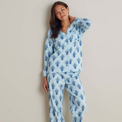 Printed Peruvian Cotton Women's Button-Down Pajama Set - Suhana, XL