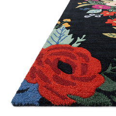 Les Fleur Wool Rug - Black Multi, 3' 6" x 5' 6"