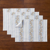 Floral Placemats, Set of 4 - Floral Stripe