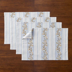 Floral Placemats, Set of 4 - Floral Stripe