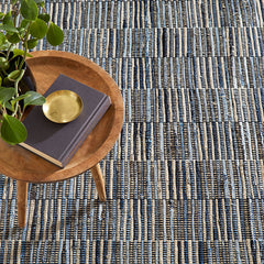 Denim Rag Handwoven Gridwork Cotton Rug - Blue, 2' x 8'