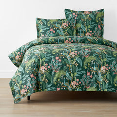 Peacock Classic Smooth Sateen Duvet Cover - Evergreen, Full/Queen
