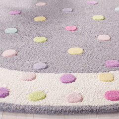 Dotted Stripe Hand Tufted Wool Rug - Gray Multi, 5' x 5' Round