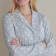 Cotton Modal Women's Button-Down Pajama Set - Pretty Dot, XXL