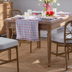 Flowers & Plaid Yarn-Dyed Reversible Table Runner - Graph Plaid Red, 16 in. x 90 in.