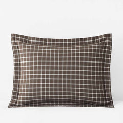 Classic Stripes and Plaids Cool Yarn-Dyed Cotton Percale Sham - Windowpane Brown, Standard