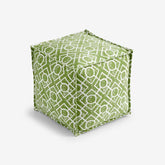 Indoor/Outdoor Pouf - Textured Fretwork Leaf Green, Small