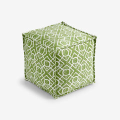 Indoor/Outdoor Pouf - Textured Fretwork Leaf Green, Small