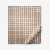 Classic Stripes and Plaids Cool Yarn-Dyed Cotton Percale Flat Bed Sheet - Windowpane Taupe, Twin/Twin XL