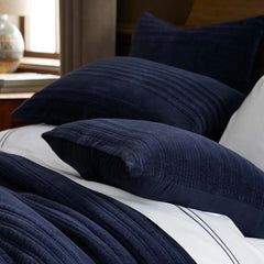 Line Stitch Velvet Quilted Sham - Navy, Standard