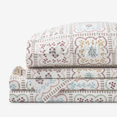 Lottie Classic Cool Cotton Percale Bed Sheet Set - Ivory Multi, King