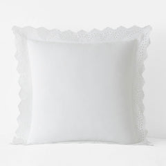 Eyelet Classic Cool Cotton Percale Solid Sham - White, Euro
