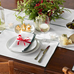 Pom Fringe Table Runner - Green, 16 in. x 90 in.