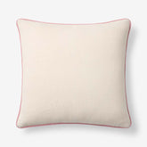 Multicolored with Contrast Piping Decorative Square Pillow Cover - Pink, 20 in. x 20 in.