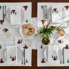 Embroidered Novelty Napkins, Set of 4 - Bear