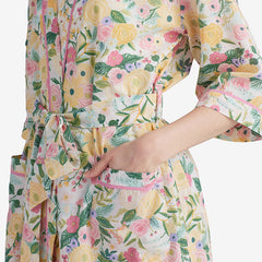 Printed Voile Women's Kimono Robe - Garden Party, XL/XXL
