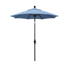 Round Outdoor Patio Umbrella, Fiberglass with Twist Tilt - Black Finish, Air Blue, 7.5'