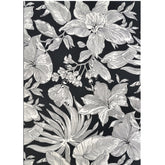 Flora Flat Woven Outdoor Rug - Black, 4' x 5' 10"