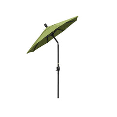 6' Round Outdoor Patio Umbrella, Aluminum with Push Button Tilt - Black Finish, Ginkgo