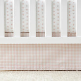 Ditsy Gingham Classic Cool Classic Cool Organic Cotton Percale Tailored Crib Skirt- Pink