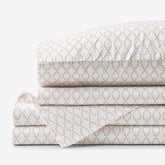 Feliciana Geo Garment Washed Cotton Percale Bed Sheet Set - Clay, Twin
