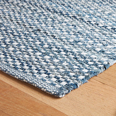 Denim Stone Blue Handwoven Cotton Rug - Denim, 2' 6" x 8' Runner