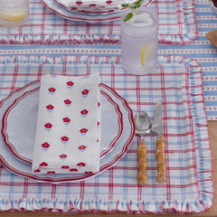 Flowers & Plaid Yarn-Dyed Reversible Placemats, Set of 4 - Graph Plaid Red
