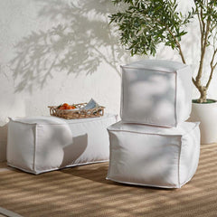 Indoor/Outdoor Pouf - White, Large