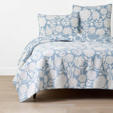 Feliciana Chrysanthemum Reversible Quilt - Blue, King/Cal. King