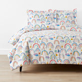 Magical Rainbows Classic Cool Organic Cotton Percale Duvet Cover Set - White Multi, Full