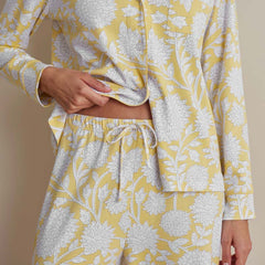 Printed Pima Cotton Women's Button-Down Pajama Set - Avignon, XS